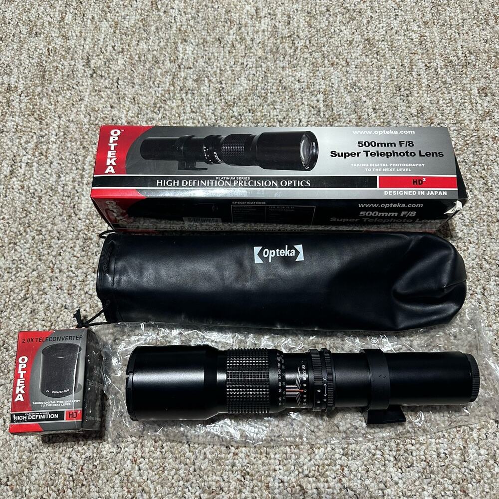 Lot 2 OPTEKA PLATINUM SERIES PRECISION OPTICS 500MM F/8 Lens Teleconverter